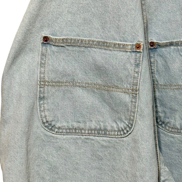 OLD NAVY Slouchy No Stretch Lightwash Raw Hem Short Cotton Denim Overall - Picture 8 of 10